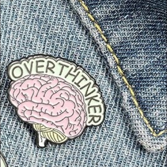 Overthinker Brain Enamel Pin Nerdy Neuro Anatomy Psychology Anxiety Metal Brooch - Picture 2 of 7